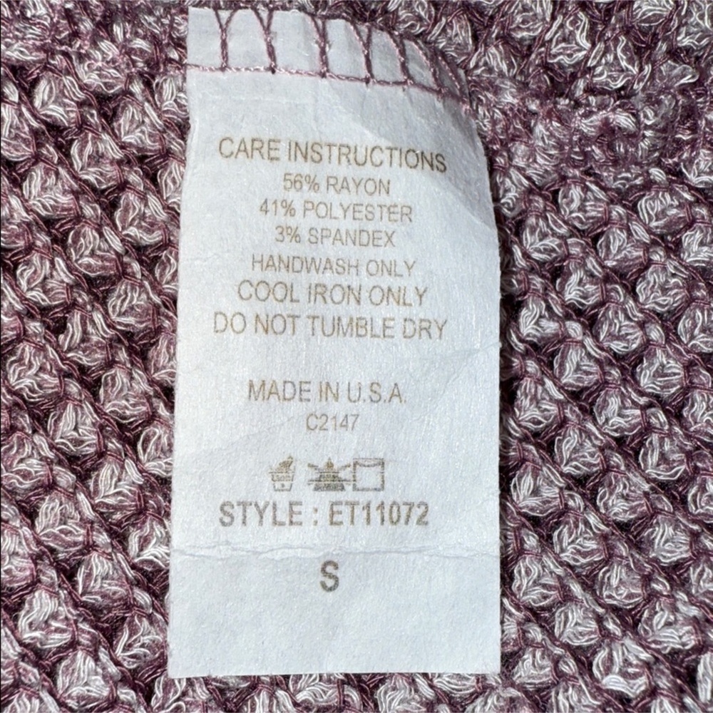 No. 11 Los Angeles Waffle Knit Cowl Neck Poncho Sweater β Dusty Pl β Small β NWT - Picture 4 of 6